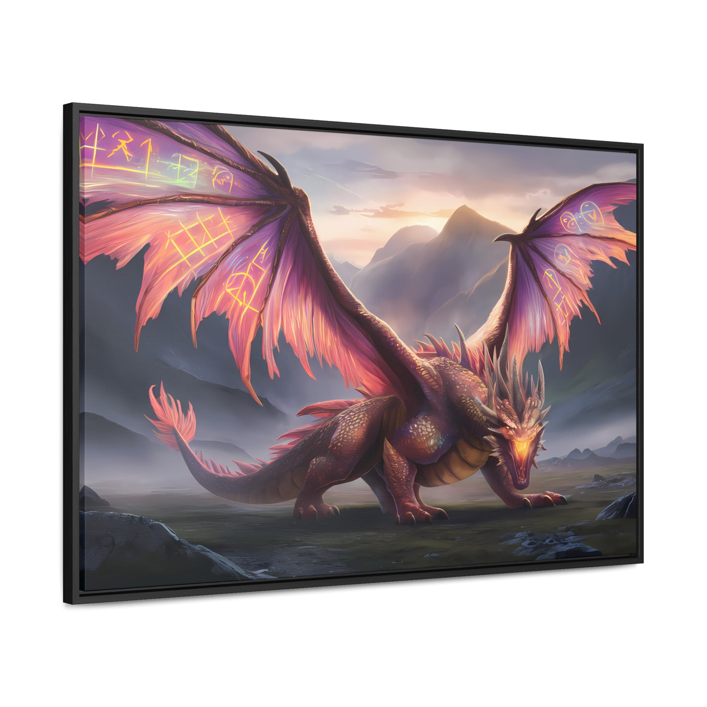 "The Arcane Guardian of the Crimson Peaks" - Gallery Canvas Wraps, Horizontal Frame