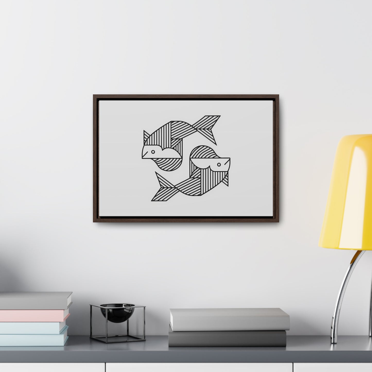 Pisces in Geometric Harmony - Gallery Canvas Wraps, Horizontal Frame