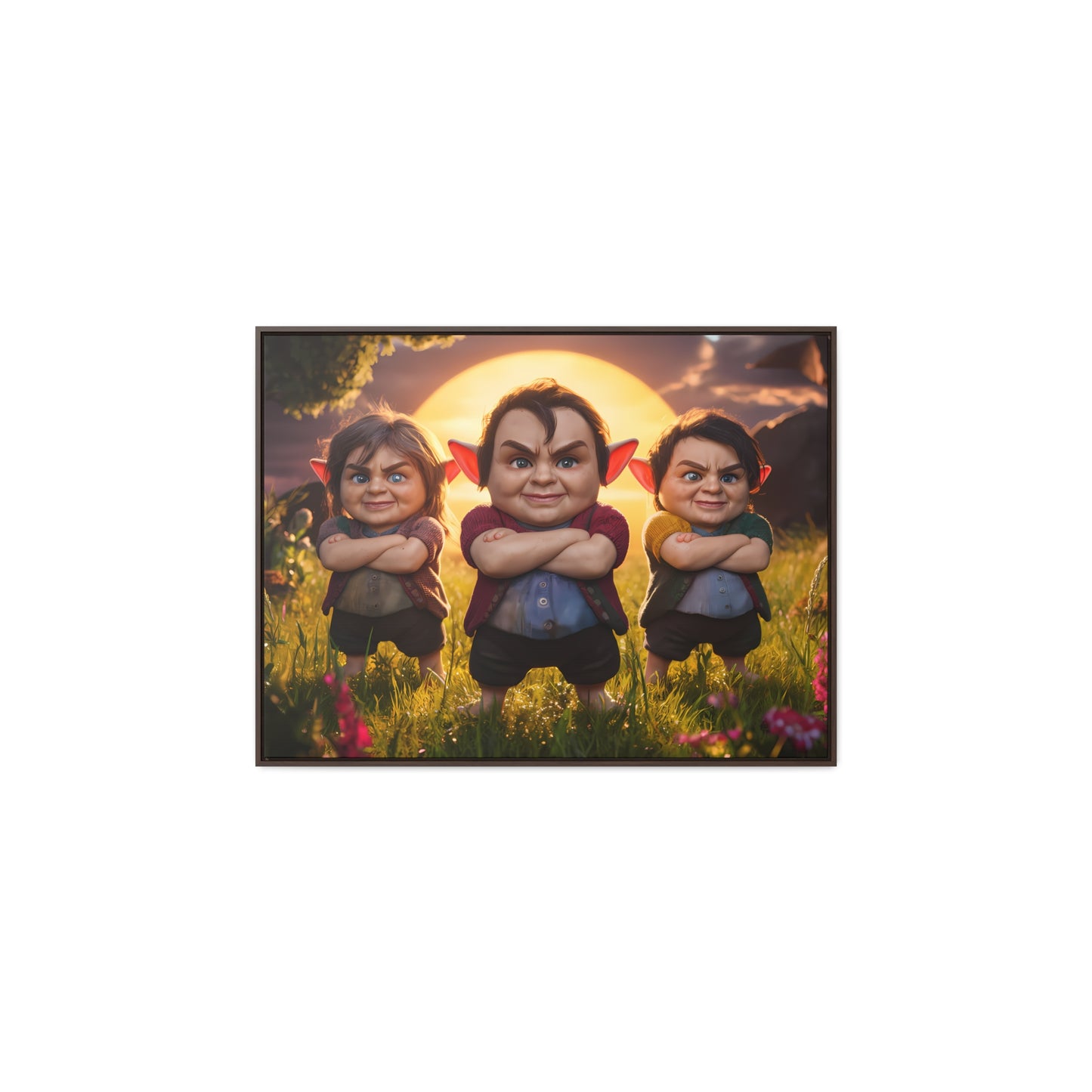 The Mischievous Trio at Sunset - Gallery Canvas Wraps, Horizontal Frame