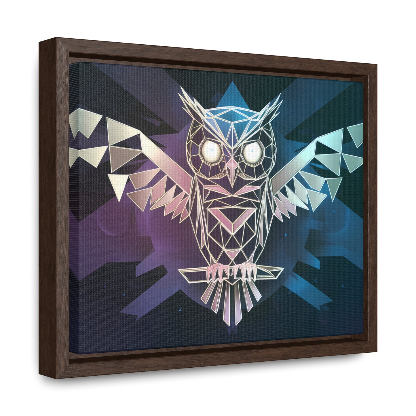 "Geometric Owl of Wisdom" - Gallery Canvas Wraps, Horizontal Frame