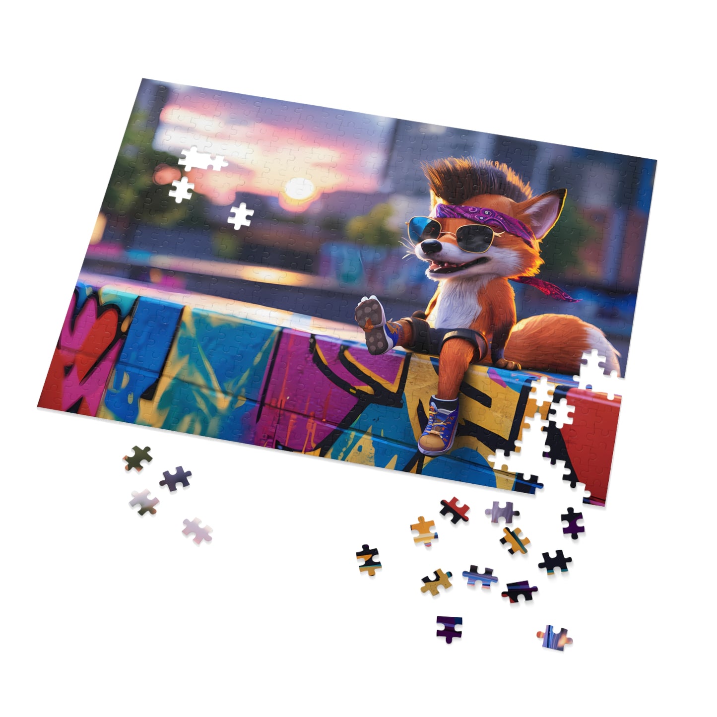 Sunset Vibes with a Cool Fox - Jigsaw Puzzle (30, 110, 252, 500,1000-Piece)