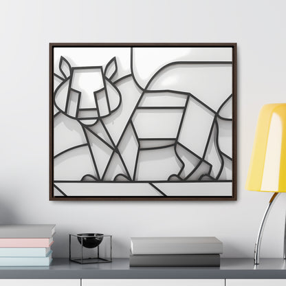 Geometric Rhino in Monochrome - Gallery Canvas Wraps, Horizontal Frame