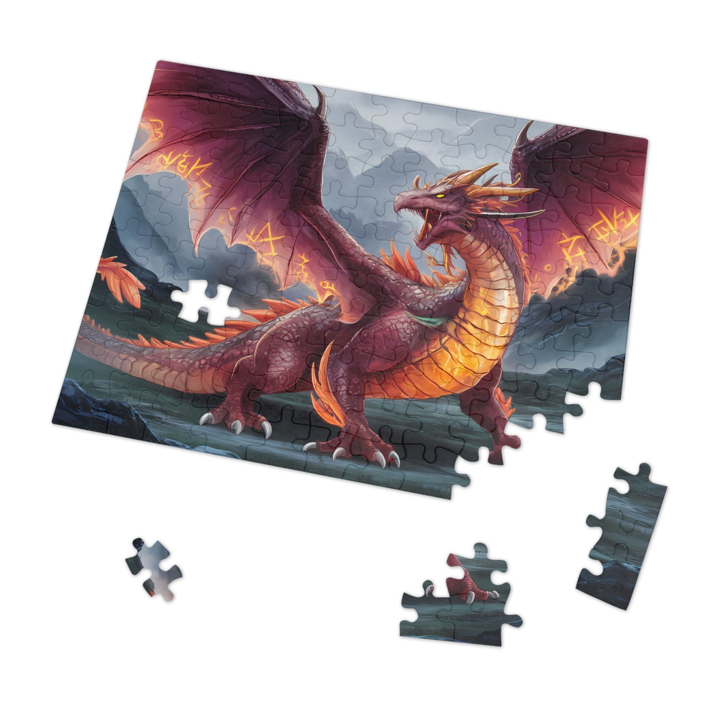 Flamebound Sentinel of the Ancient Peaks - Jigsaw Puzzle (30, 110, 252, 500,1000-Piece)