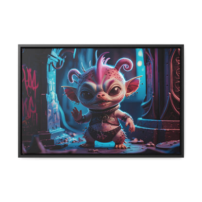 "Punk Goblin in Neon Alley" - Gallery Canvas Wraps, Horizontal Frame