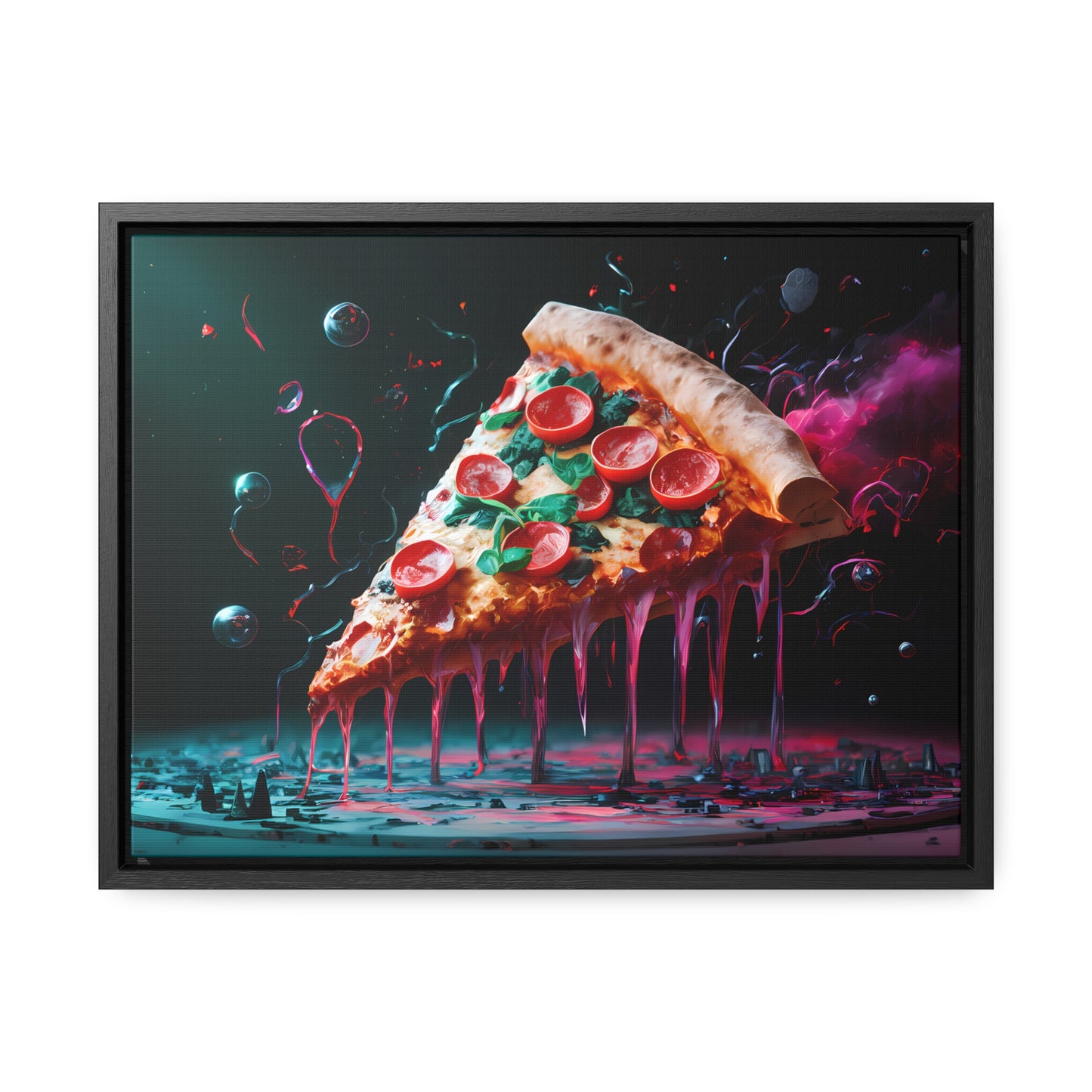 "Cosmic Slice of Pizza Bliss" - Gallery Canvas Wraps, Horizontal Frame