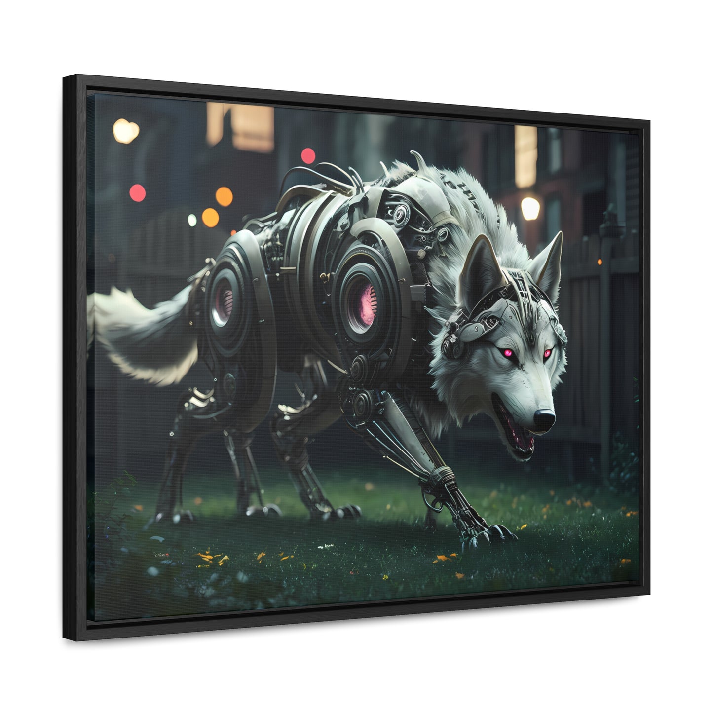 Cyber Wolf Sentinel - Gallery Canvas Wraps, Horizontal Frame