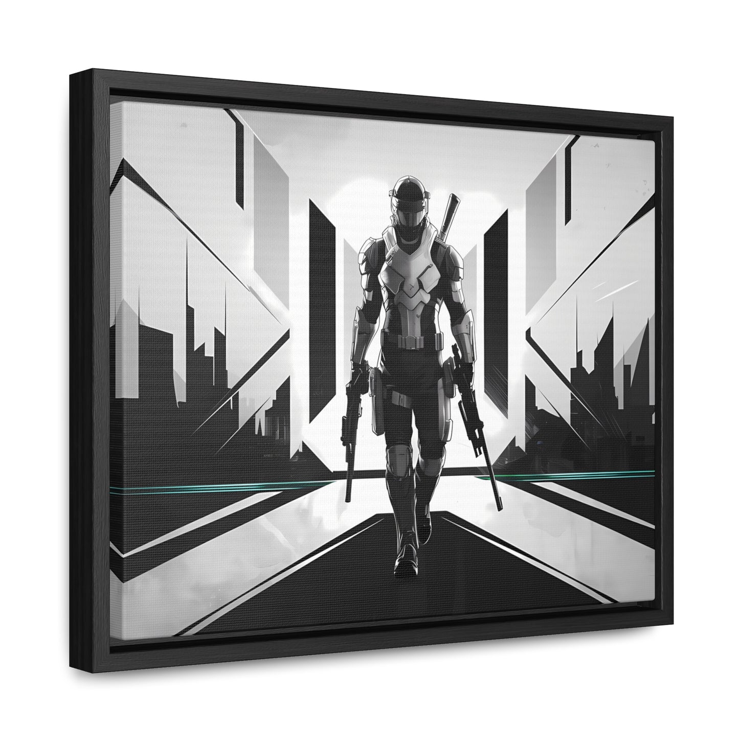 Sentinel of the Neon Metropolis - Gallery Canvas Wraps, Horizontal Frame