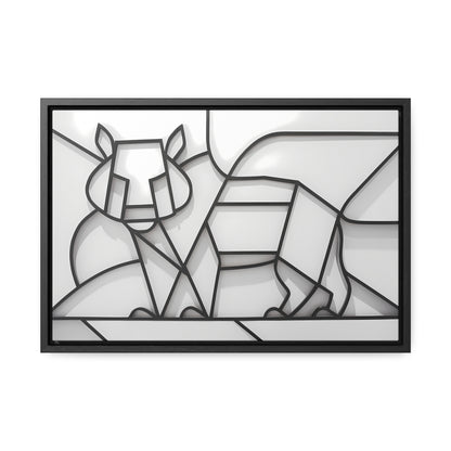 Geometric Rhino in Monochrome - Gallery Canvas Wraps, Horizontal Frame