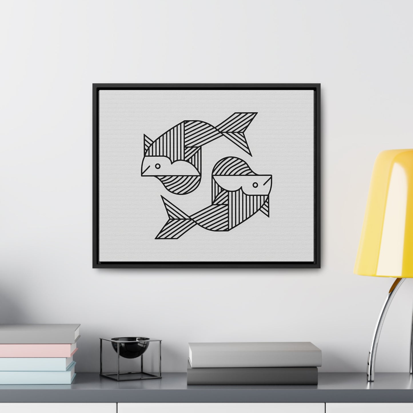 Pisces in Geometric Harmony - Gallery Canvas Wraps, Horizontal Frame