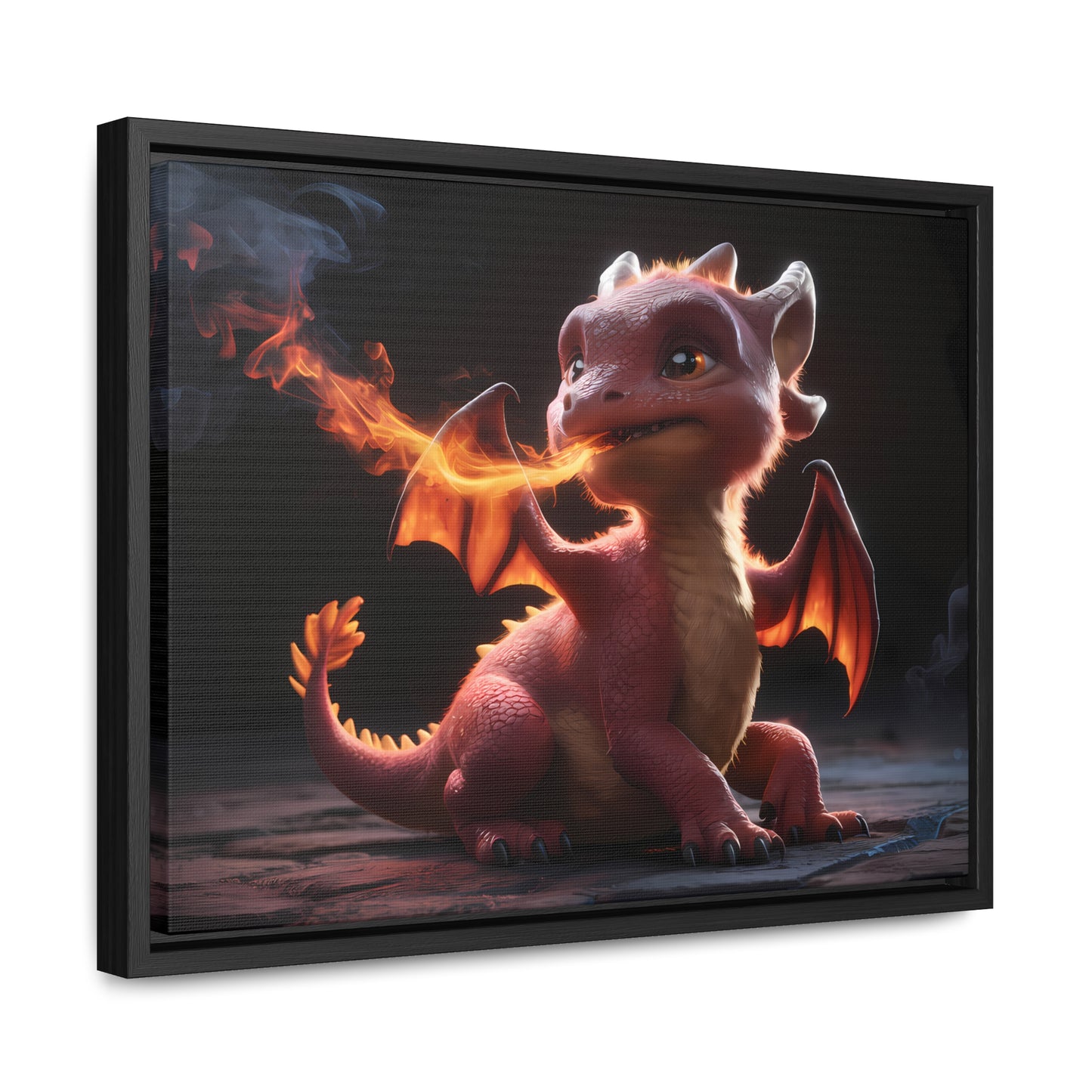 "Baby Dragon's First Flame" - Gallery Canvas Wraps, Horizontal Frame