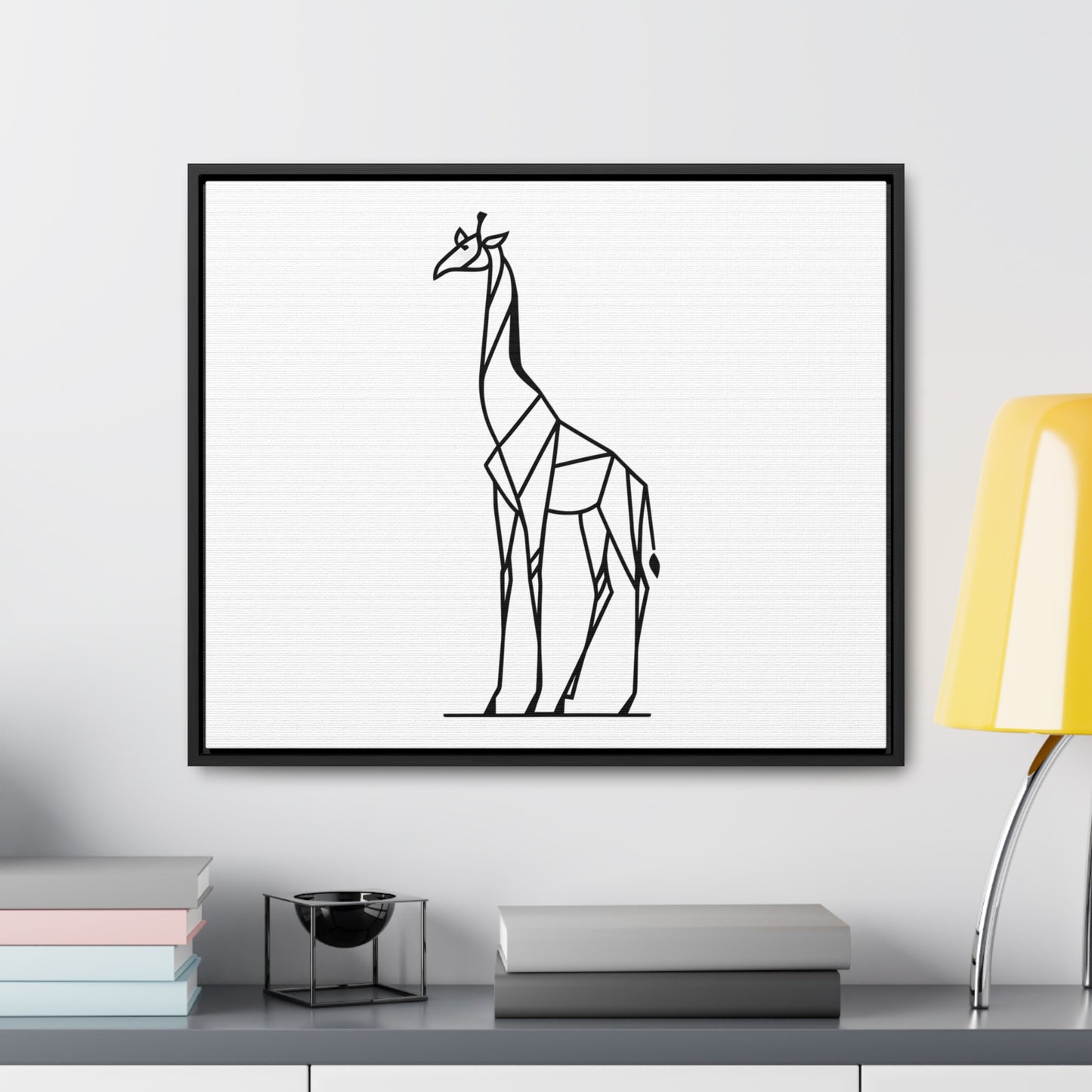 Geometric Giraffe Silhouette - Gallery Canvas Wraps, Horizontal Frame