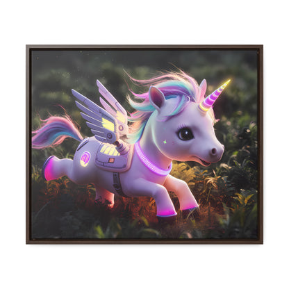 "Cybernetic Unicorn's Twilight Adventure" - Gallery Canvas Wraps, Horizontal Frame