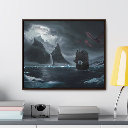 Dragons Over the Frozen Abyss - Gallery Canvas Wraps, Horizontal Frame