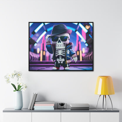 "Neon Skull Groove" - Gallery Canvas Wraps, Horizontal Frame