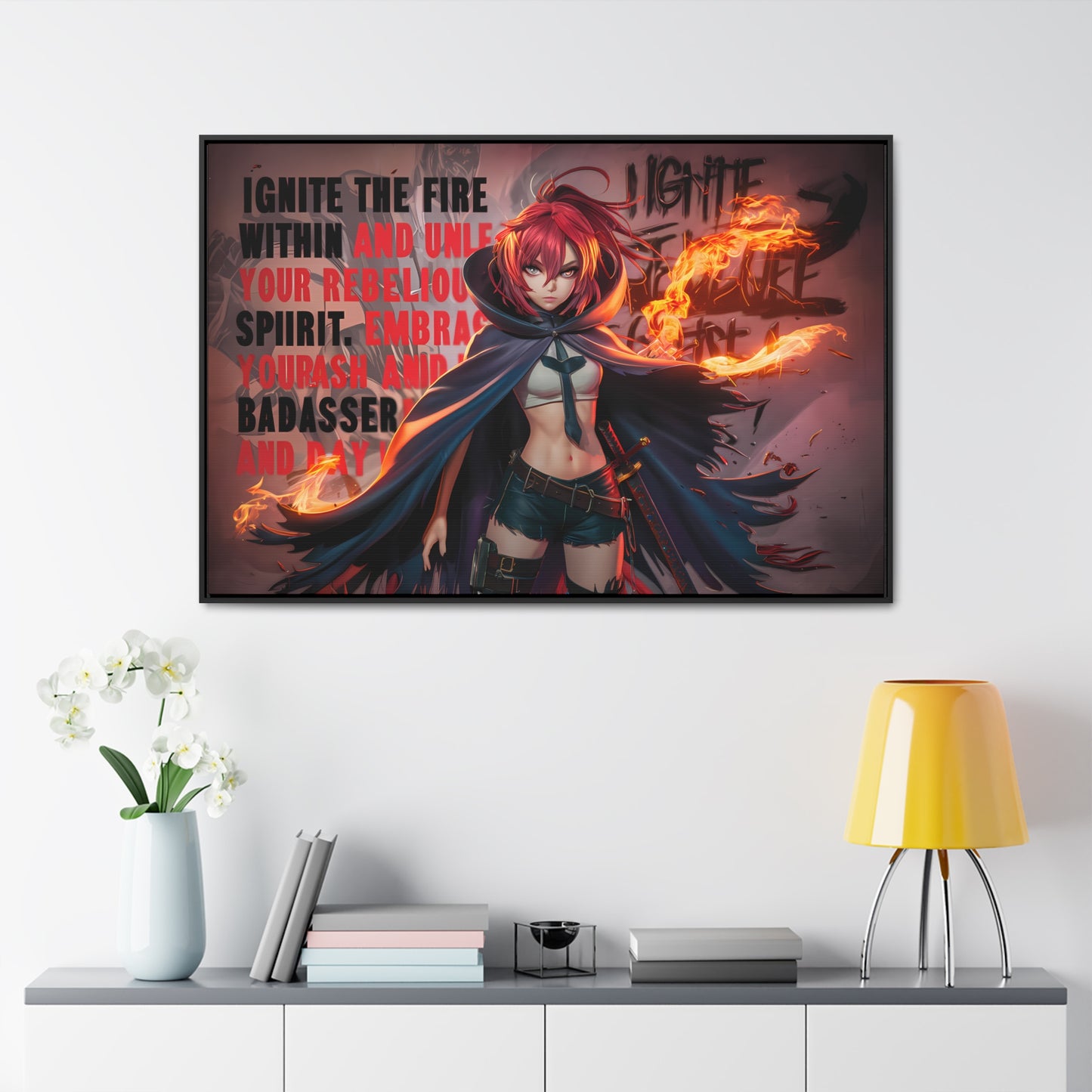 Rebel Flame Warrior - Gallery Canvas Wraps, Horizontal Frame