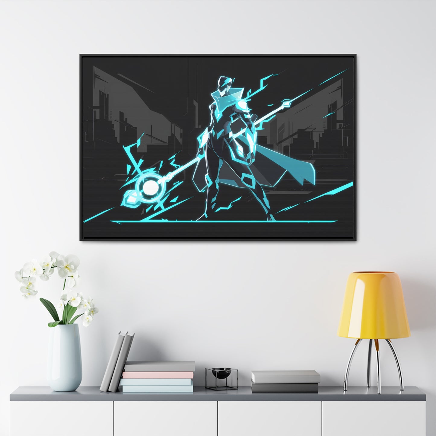 Arbiter of the Neon Void - Gallery Canvas Wraps, Horizontal Frame