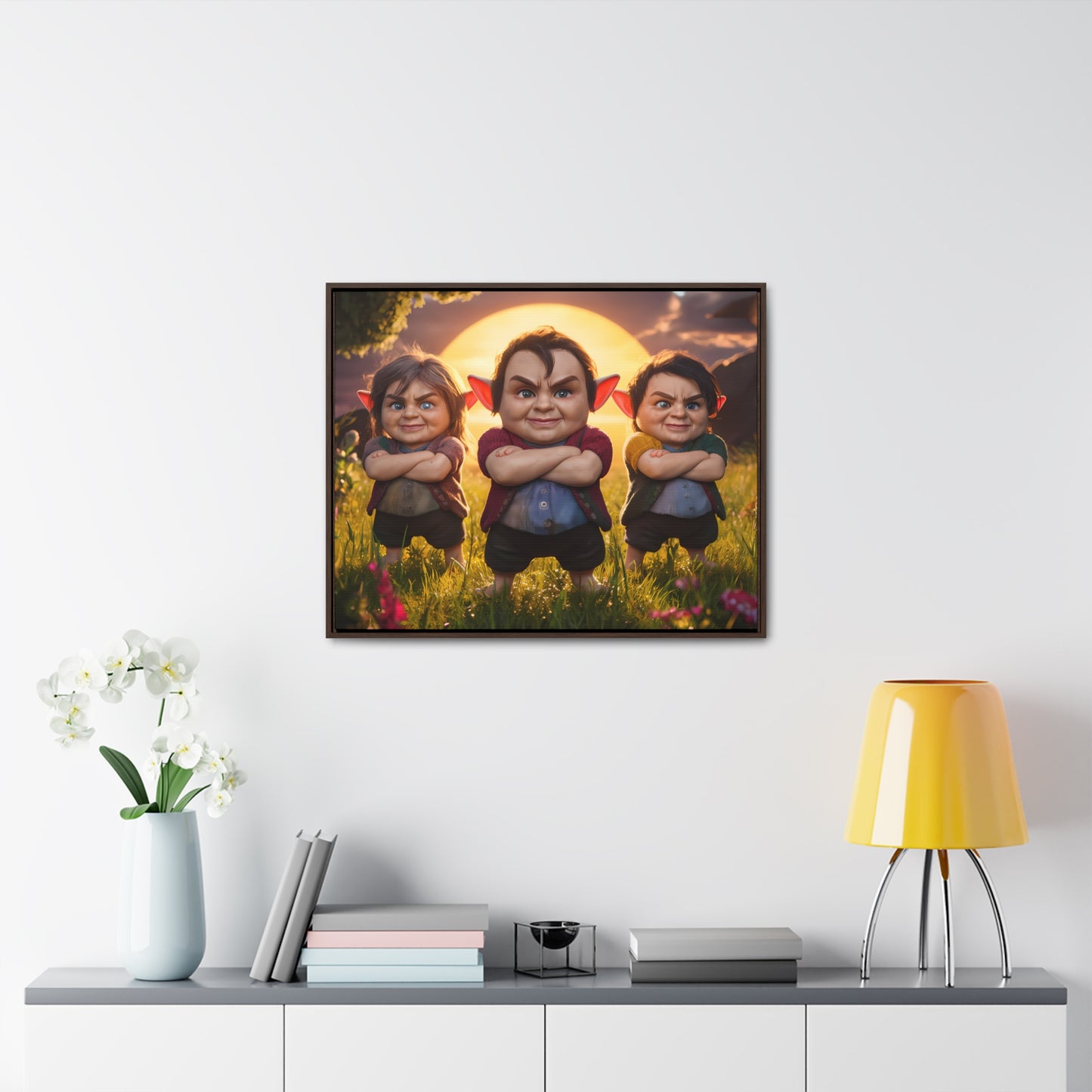 The Mischievous Trio at Sunset - Gallery Canvas Wraps, Horizontal Frame