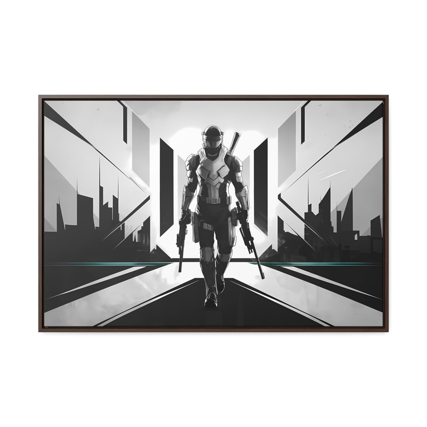 Sentinel of the Neon Metropolis - Gallery Canvas Wraps, Horizontal Frame