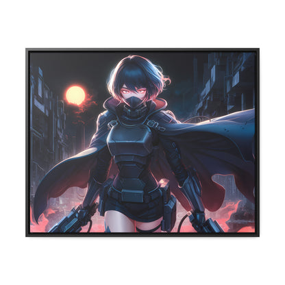 "Nightblade: The Cyberpunk Vigilante" - Gallery Canvas Wraps, Horizontal Frame