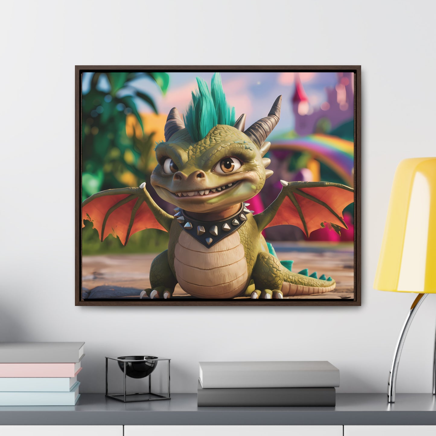 "Spike the Mischievous Baby Dragon" - Gallery Canvas Wraps, Horizontal Frame