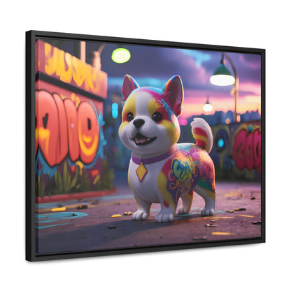 "Graffiti Pup in Neon Alley" - Gallery Canvas Wraps, Horizontal Frame