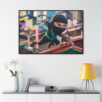 "Ninja and the Fearless Pup" - Gallery Canvas Wraps, Horizontal Frame