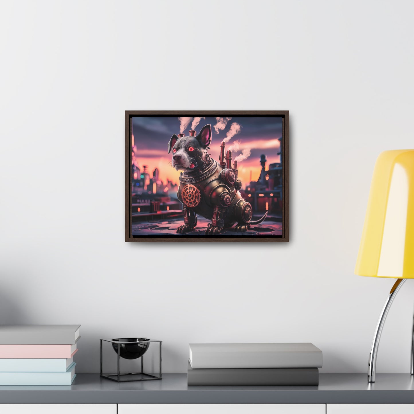 Cyber Canine: Steampunk Sentinel - Gallery Canvas Wraps, Horizontal Frame