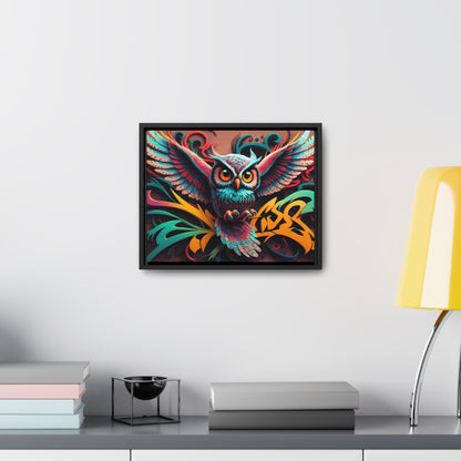 Vibrant Owl Symphony - Gallery Canvas Wraps, Horizontal Frame