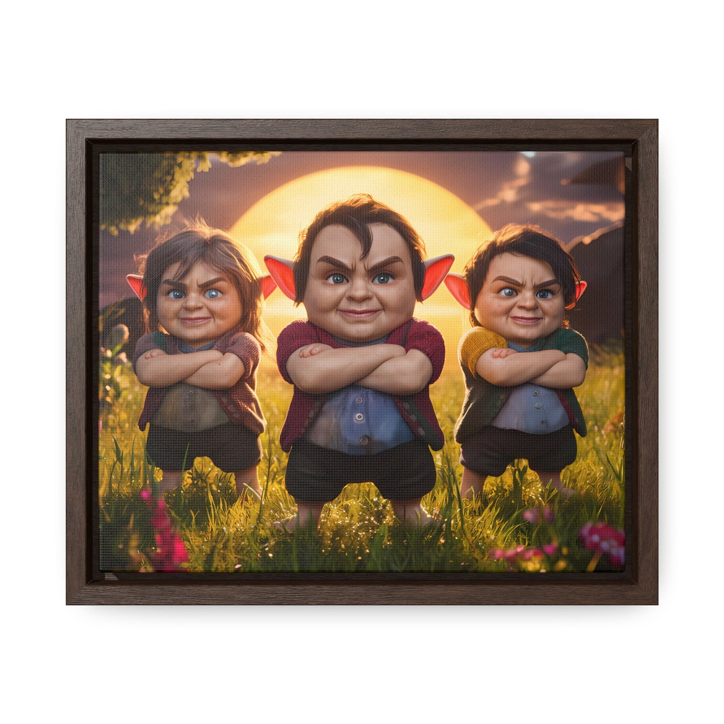 The Mischievous Trio at Sunset - Gallery Canvas Wraps, Horizontal Frame