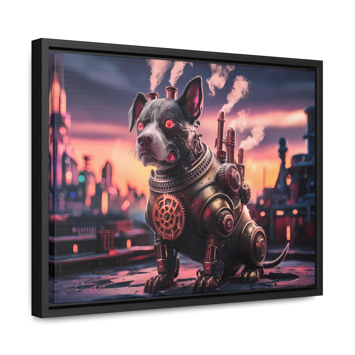 Cyber Canine: Steampunk Sentinel - Gallery Canvas Wraps, Horizontal Frame