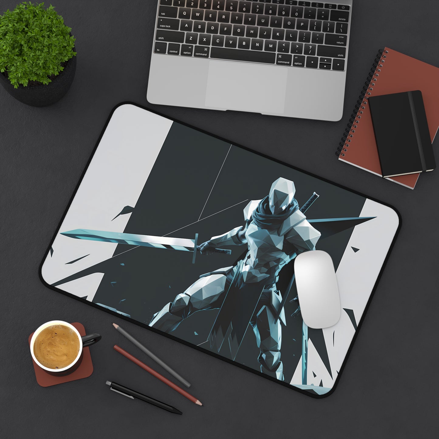 Digital geometric Warrior - Desk Mat