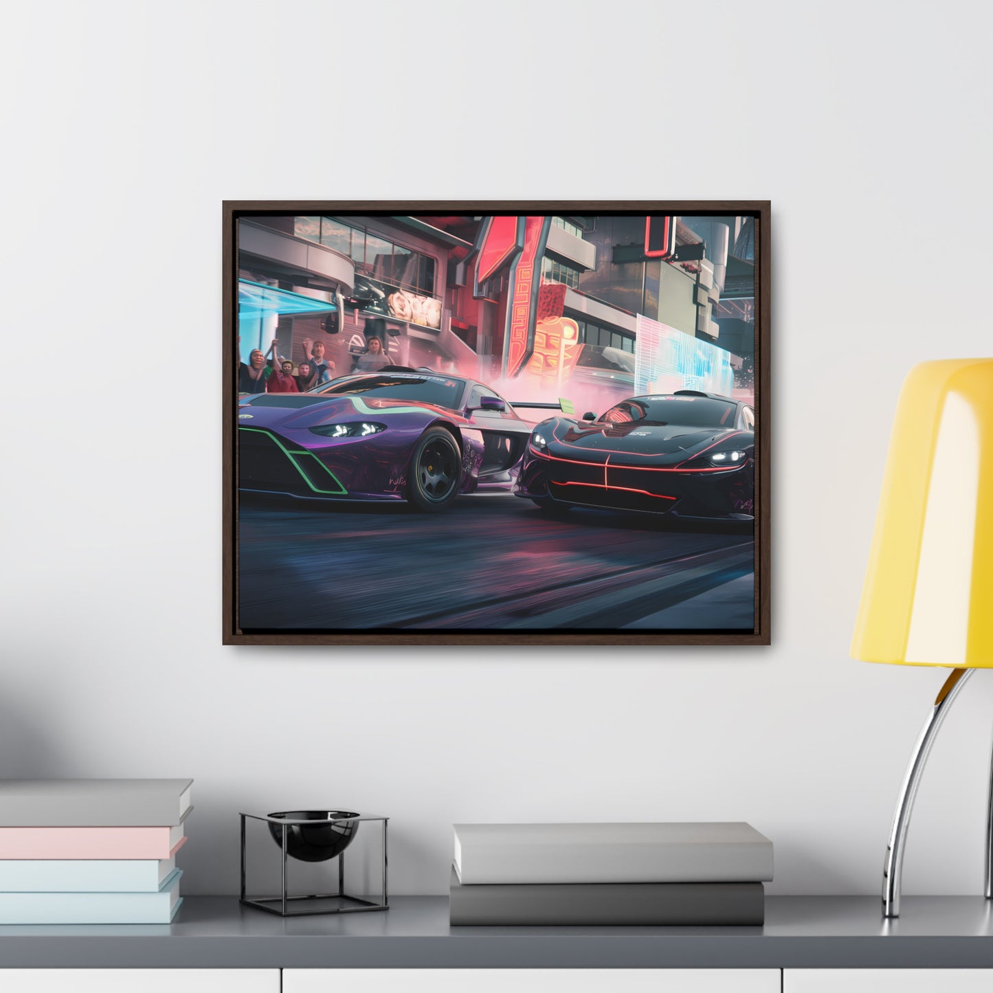 Neon Drift Showdown - Gallery Canvas Wraps, Horizontal Frame