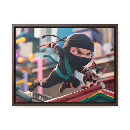 "Ninja and the Fearless Pup" - Gallery Canvas Wraps, Horizontal Frame