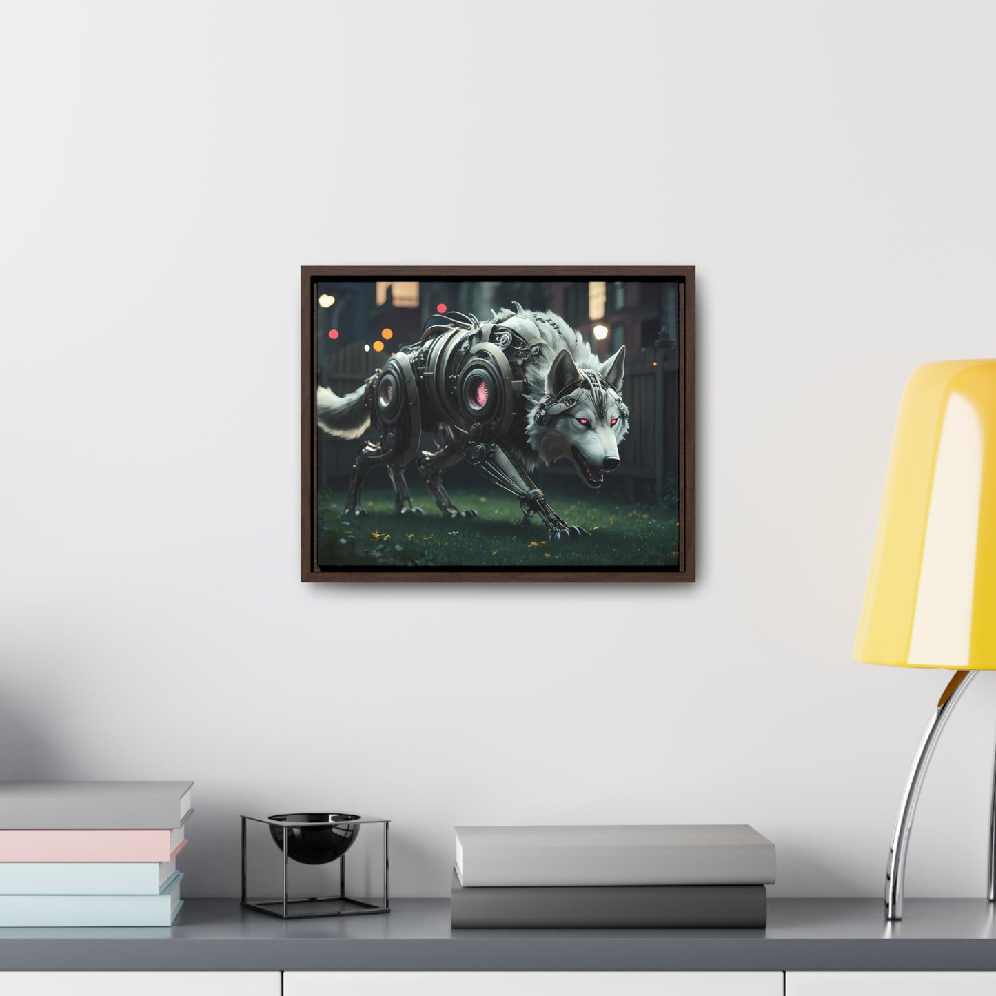 Cyber Wolf Sentinel - Gallery Canvas Wraps, Horizontal Frame