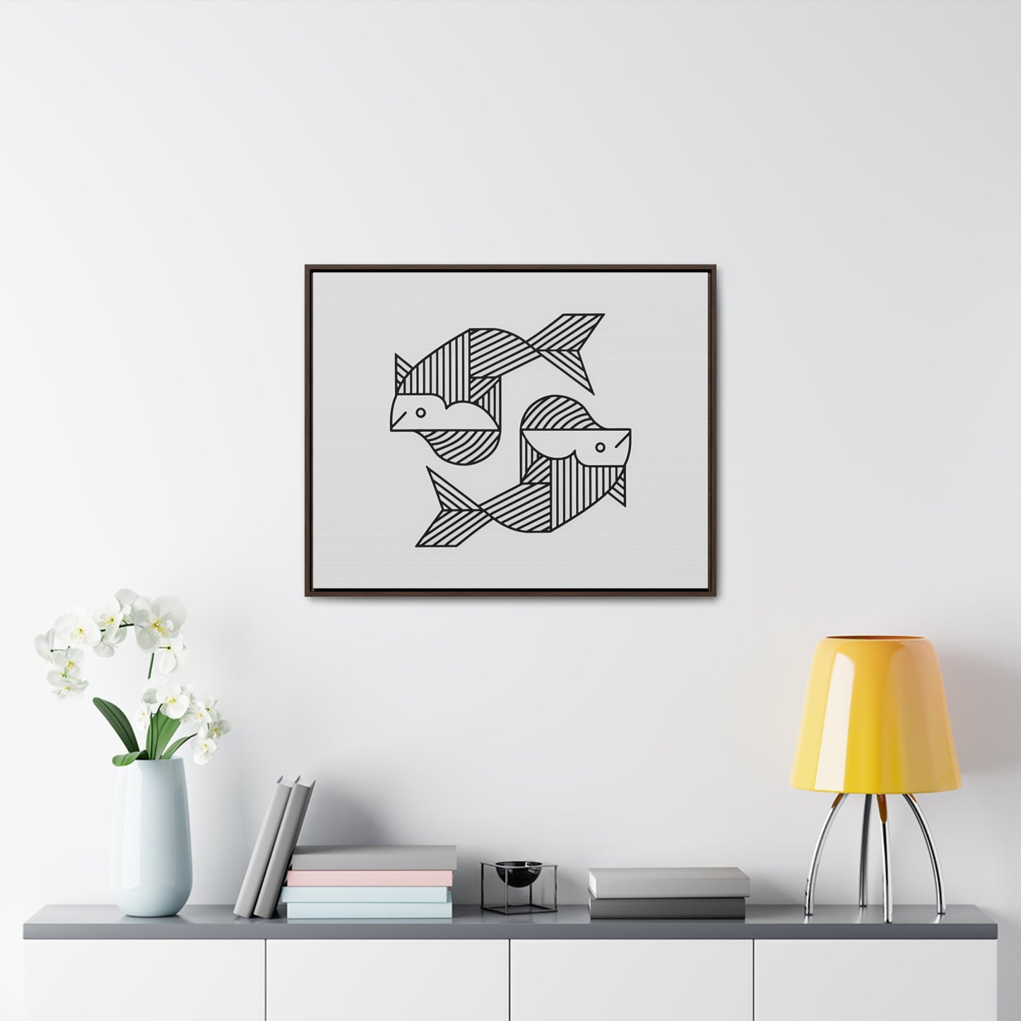 Pisces in Geometric Harmony - Gallery Canvas Wraps, Horizontal Frame