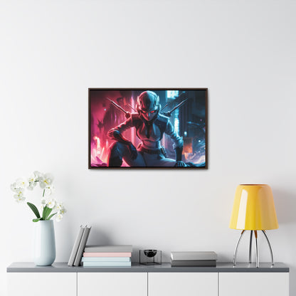 Cybernetic Valkyrie: Neon Enforcer - Gallery Canvas Wraps, Horizontal Frame