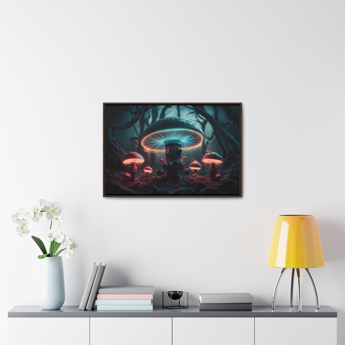 The Bioluminescent Mechanisms of the Neon Forest - Gallery Canvas Wraps, Horizontal Frame