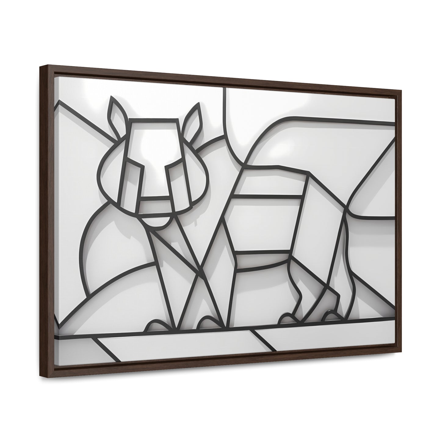 Geometric Rhino in Monochrome - Gallery Canvas Wraps, Horizontal Frame