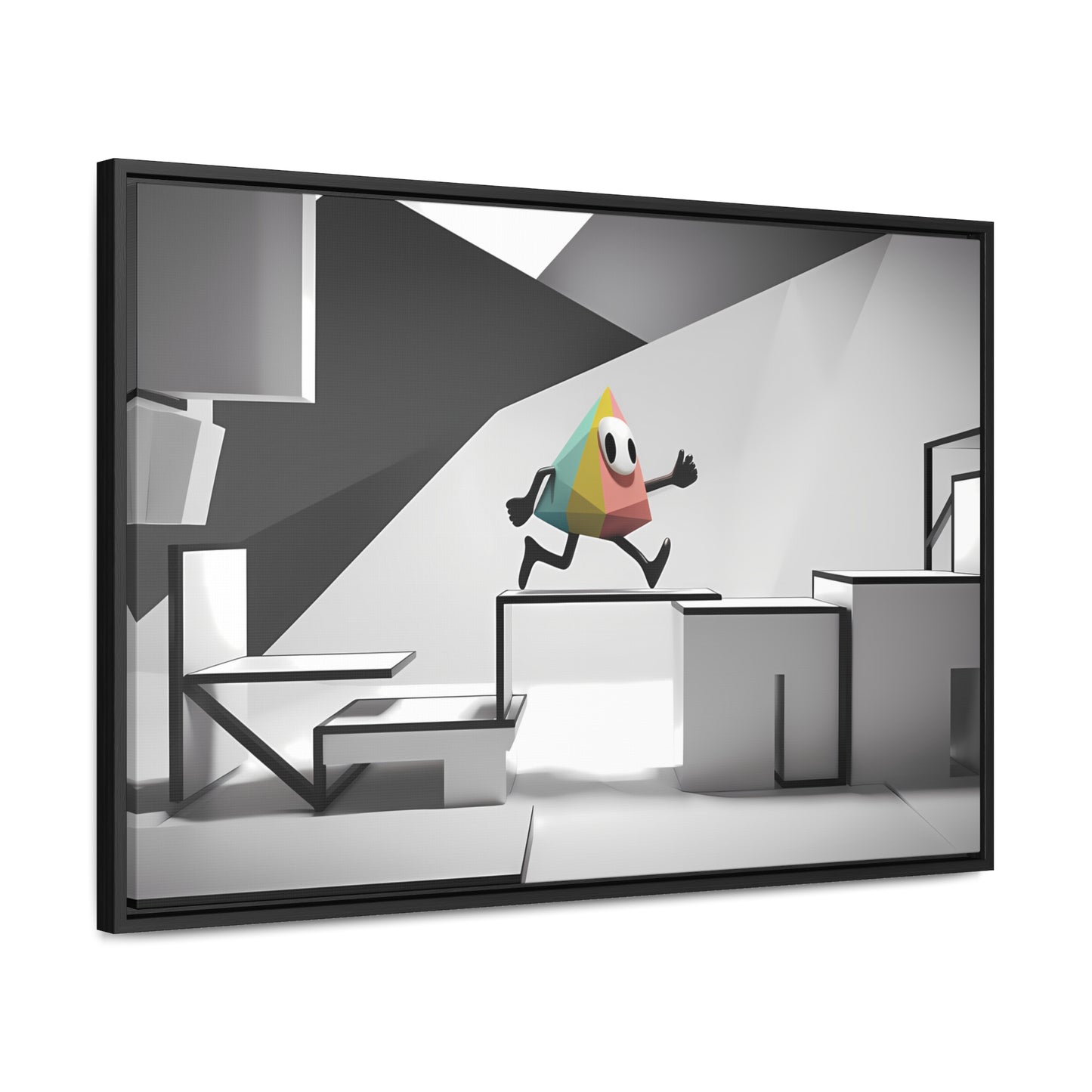 Geometric Adventure in Monochrome World - Gallery Canvas Wraps, Horizontal Frame