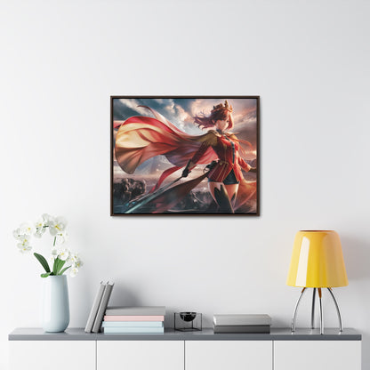 "Crimson Empress: Battle's Edge" - Gallery Canvas Wraps, Horizontal Frame