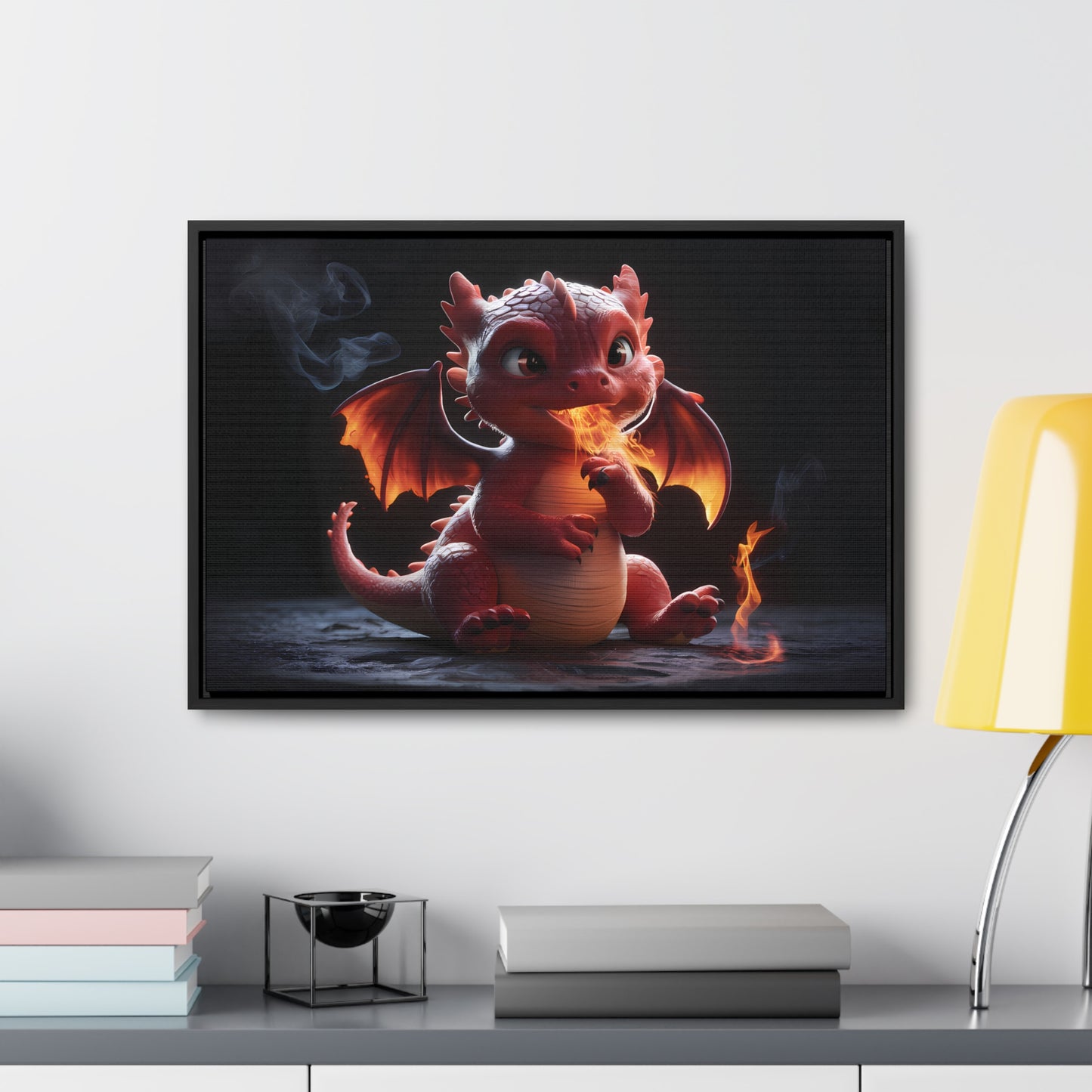 "Baby Dragon's First Flame" - Gallery Canvas Wraps, Horizontal Frame