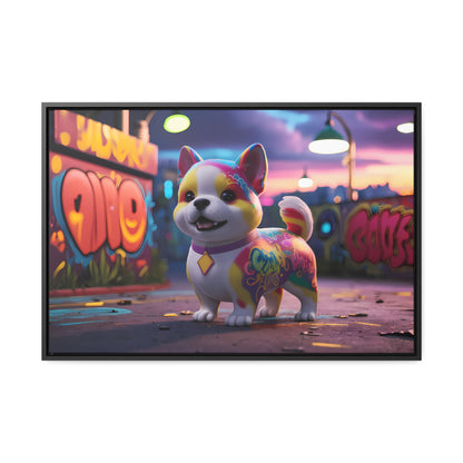 "Graffiti Pup in Neon Alley" - Gallery Canvas Wraps, Horizontal Frame