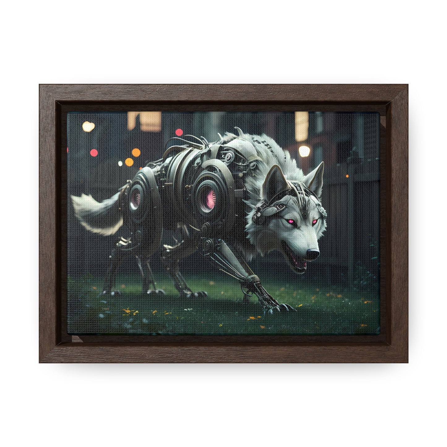 Cyber Wolf Sentinel - Gallery Canvas Wraps, Horizontal Frame