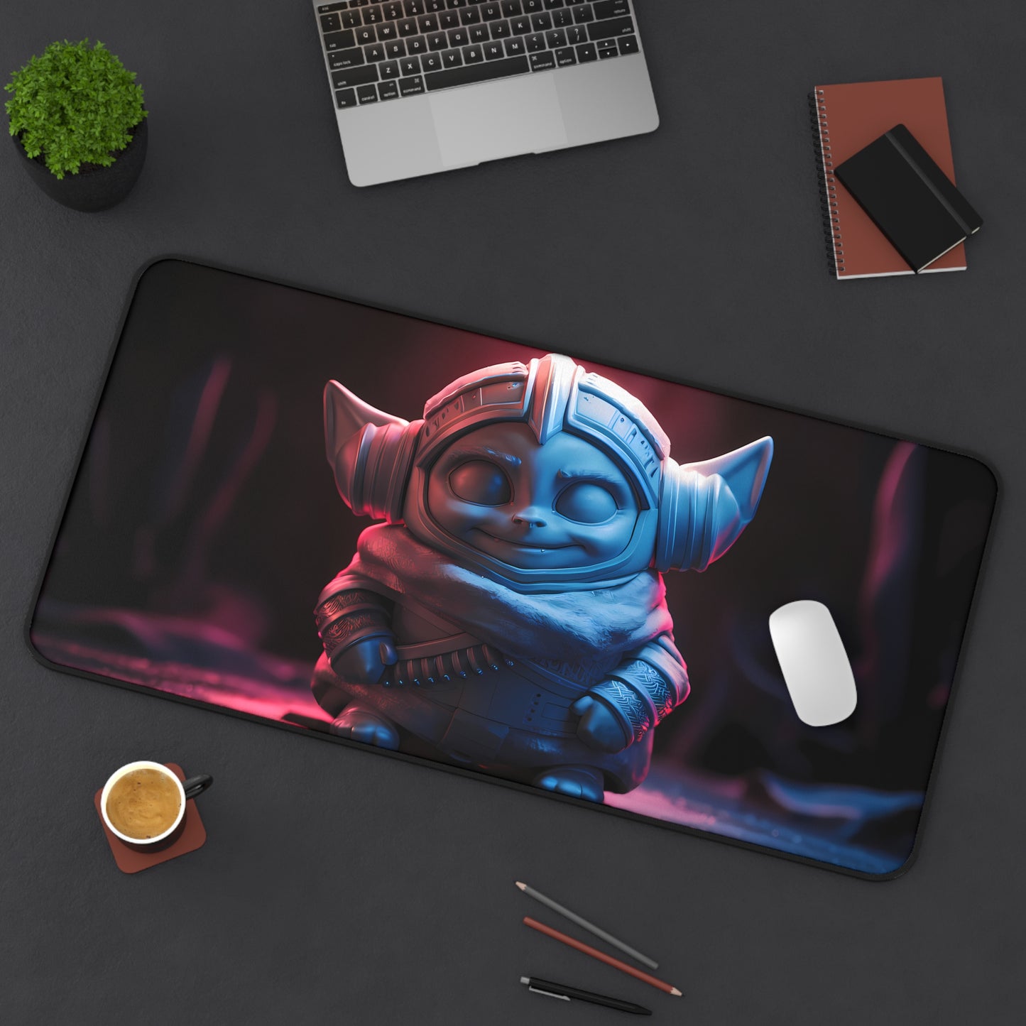 Guardian of the Neon Abyss - Desk Mat