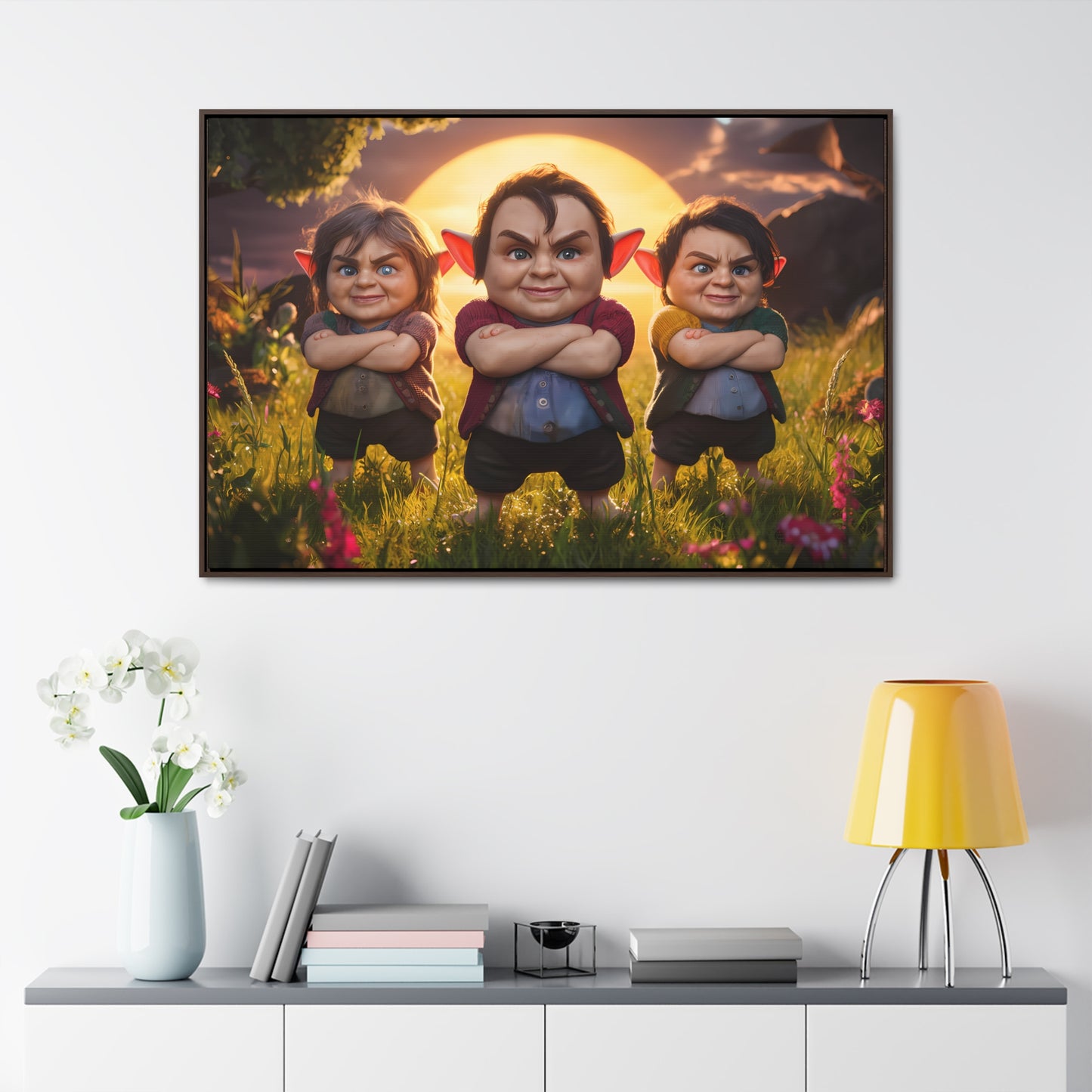 The Mischievous Trio at Sunset - Gallery Canvas Wraps, Horizontal Frame