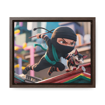 "Ninja and the Fearless Pup" - Gallery Canvas Wraps, Horizontal Frame