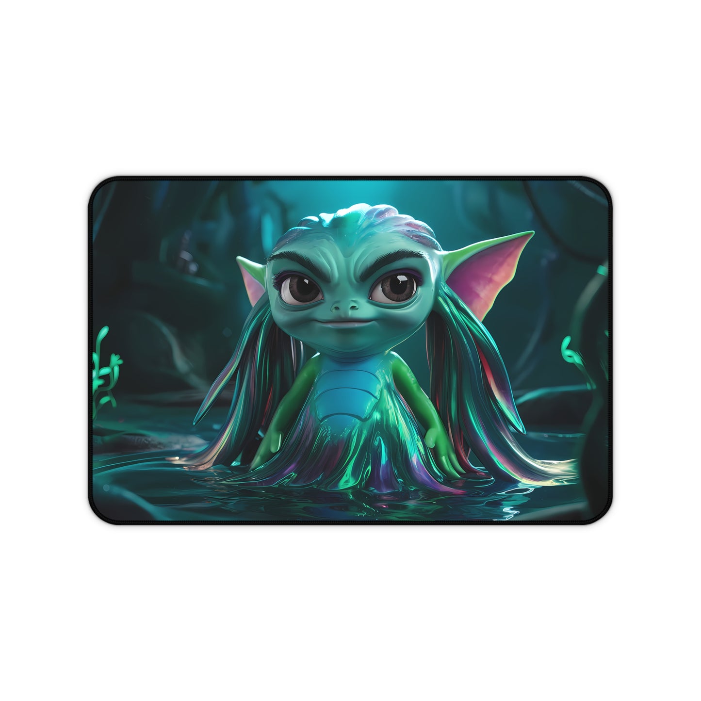 Guardian of the Bioluminescent Depths - Desk Mat