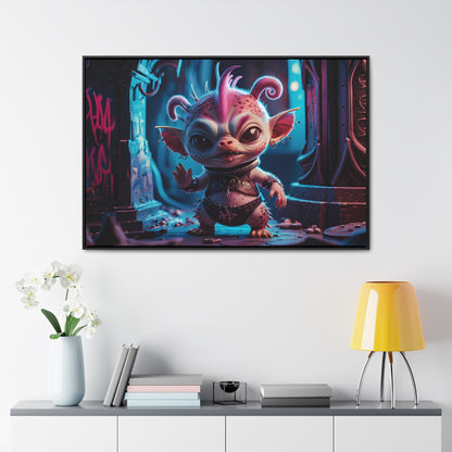 "Punk Goblin in Neon Alley" - Gallery Canvas Wraps, Horizontal Frame