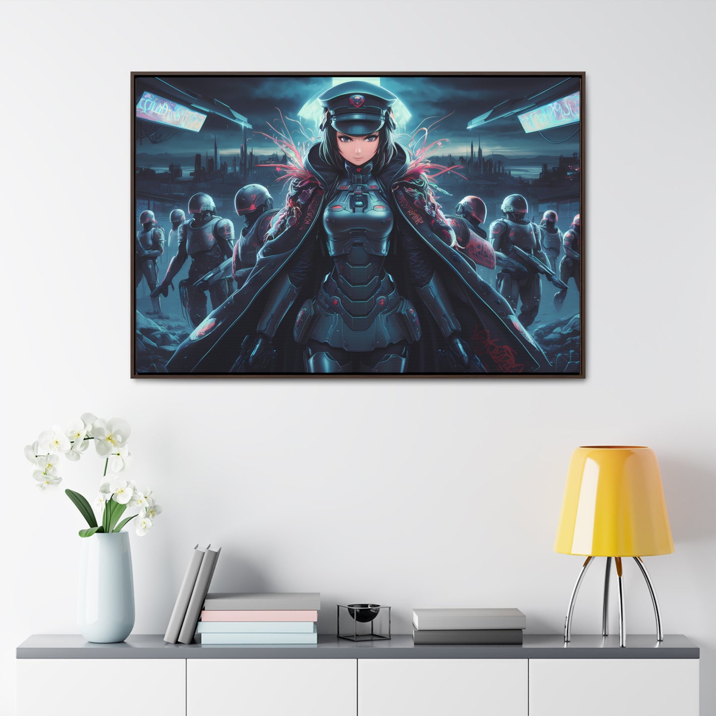 Cybernetic Enforcer: Rise of the Neon Syndicate - Gallery Canvas Wraps, Horizontal Frame