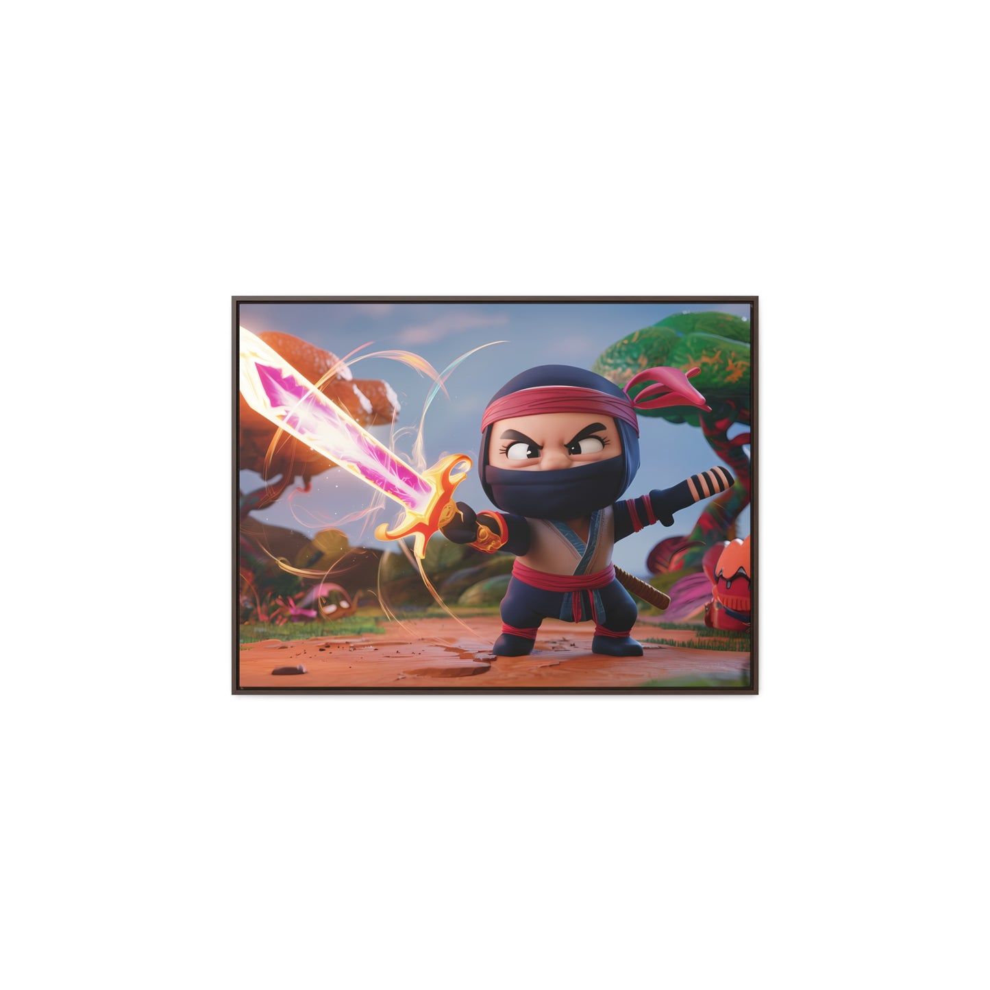 Ninja's Radiant Blade Adventure - Gallery Canvas Wraps, Horizontal Frame